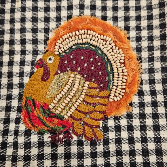 NEW MACKENZIE CHILDS GOBBLER COURTLY CHECK TURKEY 100% COTTON KITCHEN DISH TOWEL - Picture 2 of 8